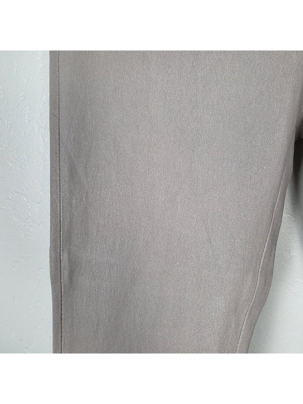 Helmut Lang Lamb Leather Pull On Pants Leggings Stretch Gray Taupe Size 6 - Picture 8 of 16